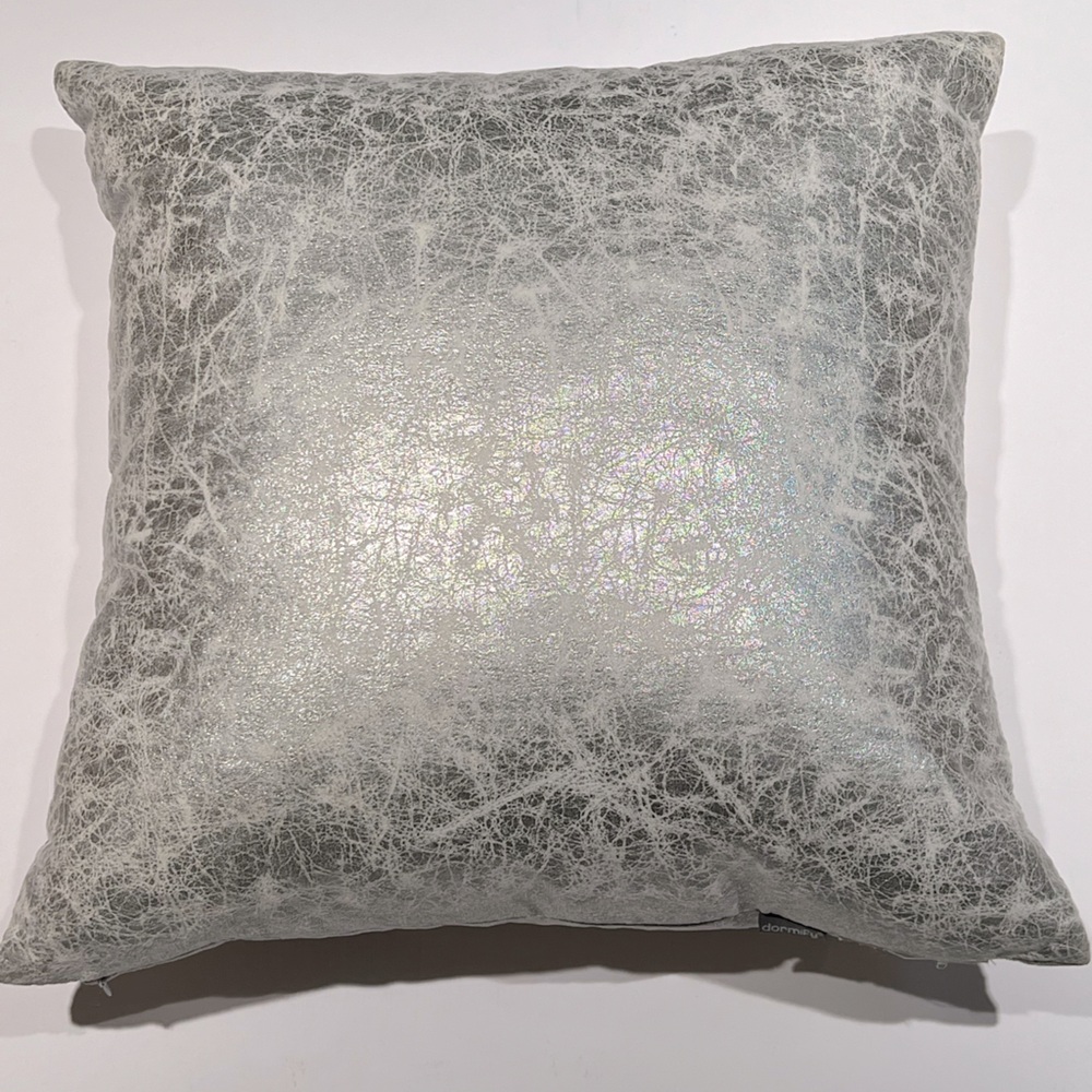 DORMIFY Faux Leather Silver Throw Pillow